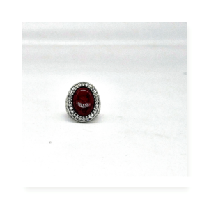 Garnet Halo Cabochon Ring
