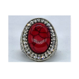 Imperial Red Crystal Halo Ring